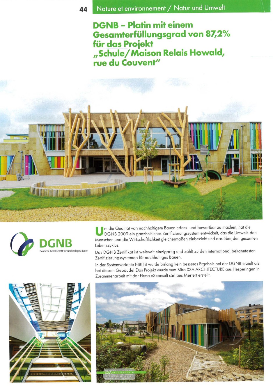 deBuet article on XXA Architecture's DGNB certification achievements